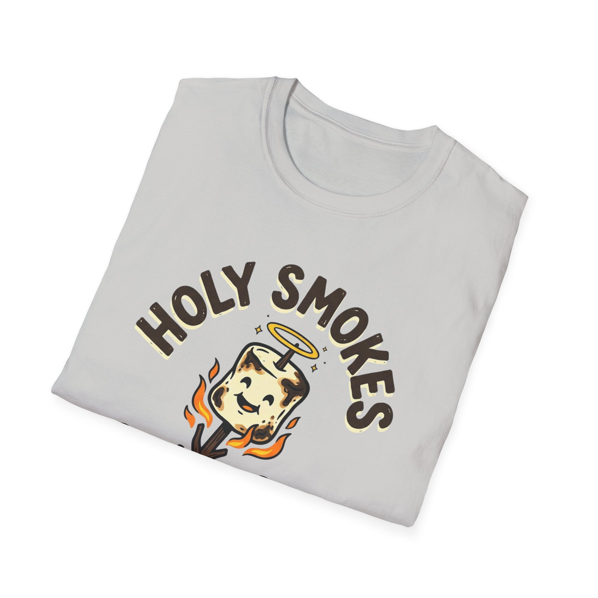 Holy Smokes T-Shirt — "God is Good, even when I burn the s'mores." Campfire Christian Tee