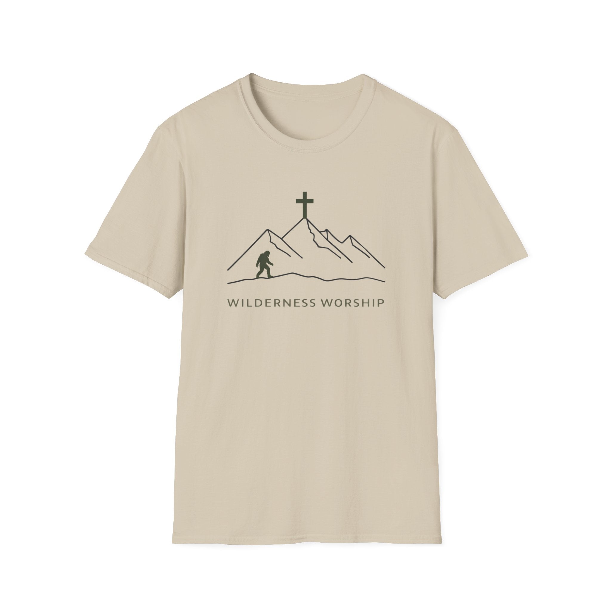Wilderness Worship Bigfoot Outdoor Hiking Camping Fun T-Shirt Designed For The Faithful