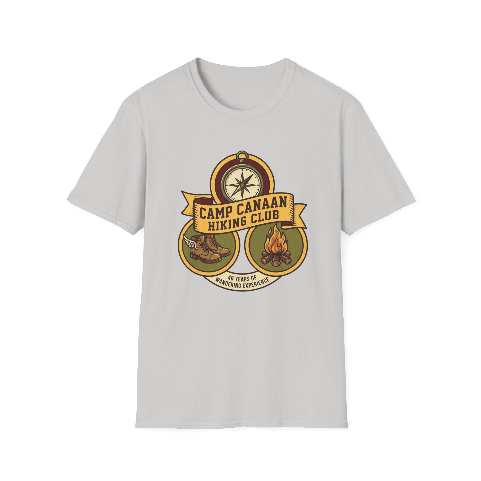 Camp Canaan Hiking Club T-Shirt — Vintage Compass & Campfire Outdoor Tee