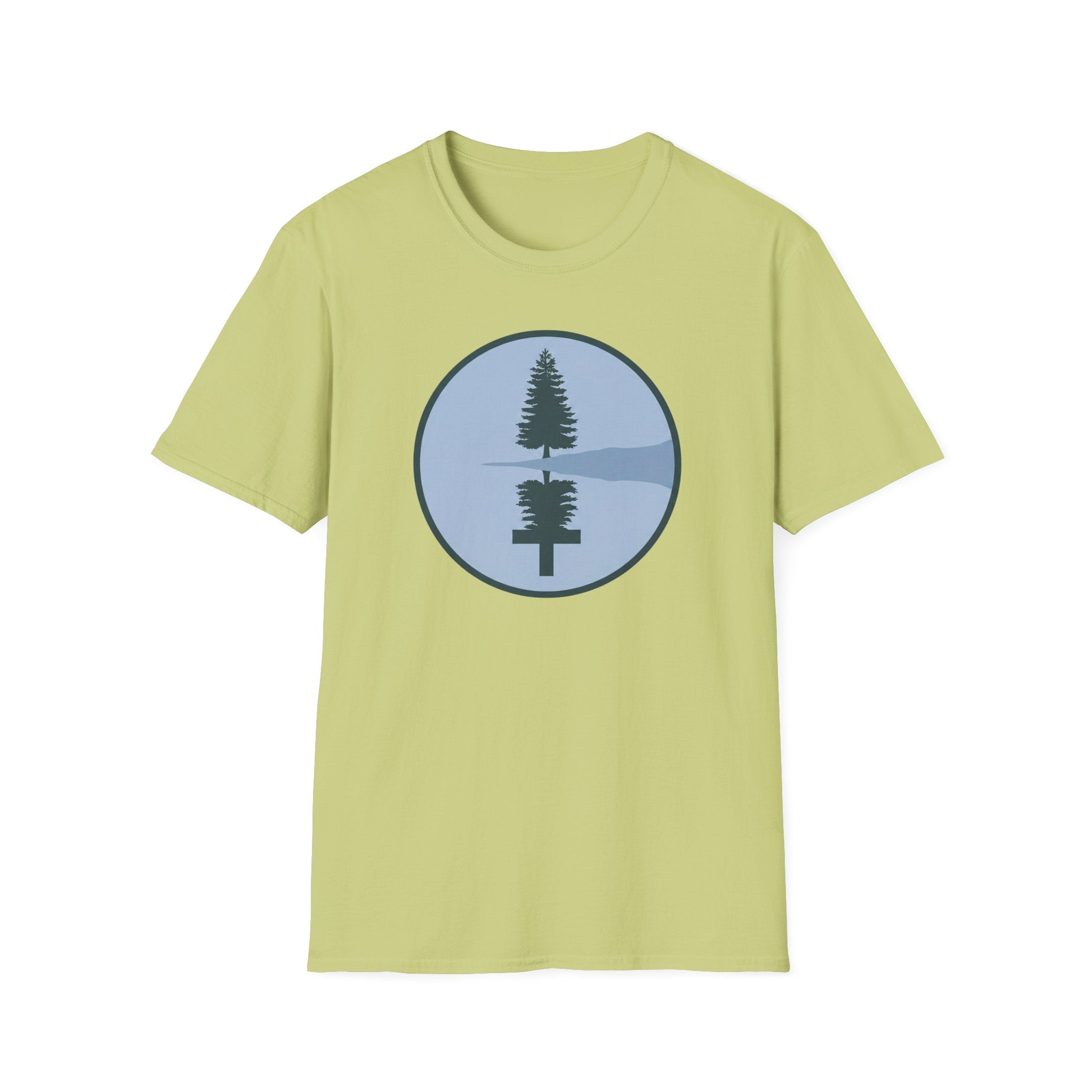 Serene Lake With A Cross Outdoor Hiking Camping T-Shirt Designed For The Faithful