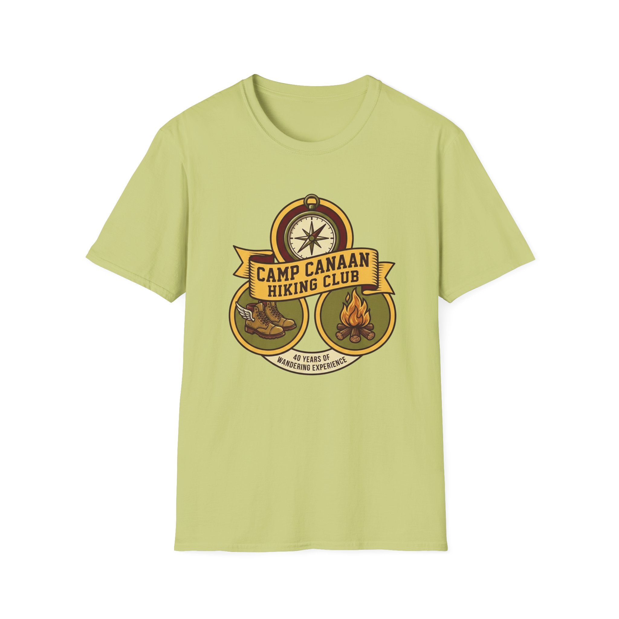 Camp Canaan Hiking Club T-Shirt — Vintage Compass & Campfire Outdoor Tee