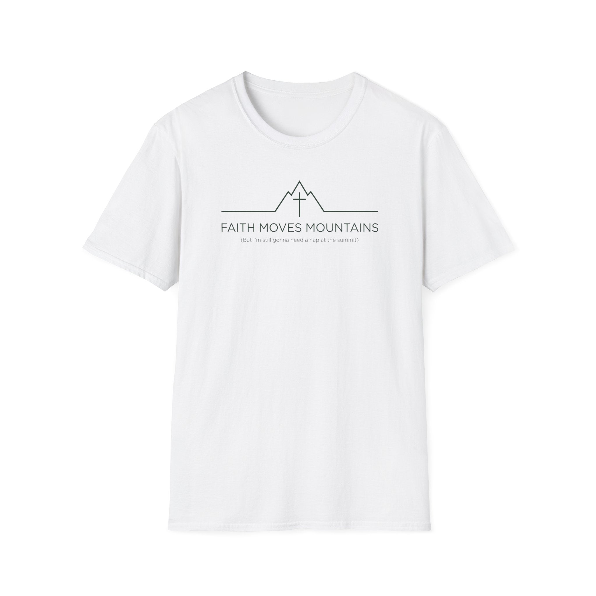 Faith Moves Mountains Outdoor Hiking Camping Fun T-Shirt Designed For The Faithful