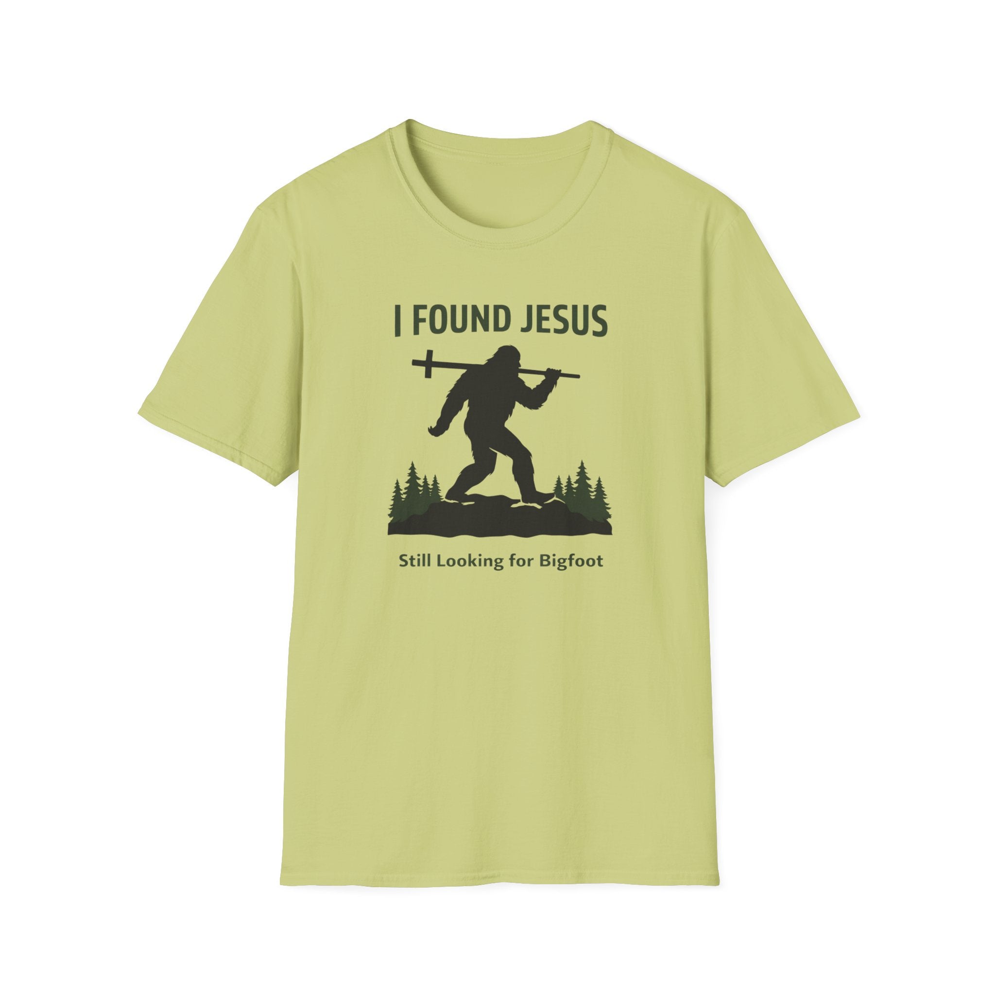 I Found Jesus, Still Looking For Bigfoot Outdoor Hiking Camping T-Shirt Designed For The Faithful