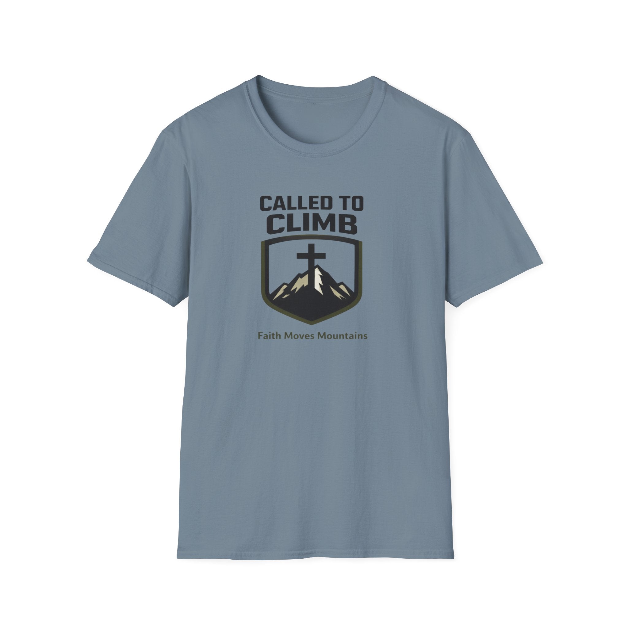 Called To Climb Faith Moves Mountains Hiking Camping T-Shirt Designed For The Faithful