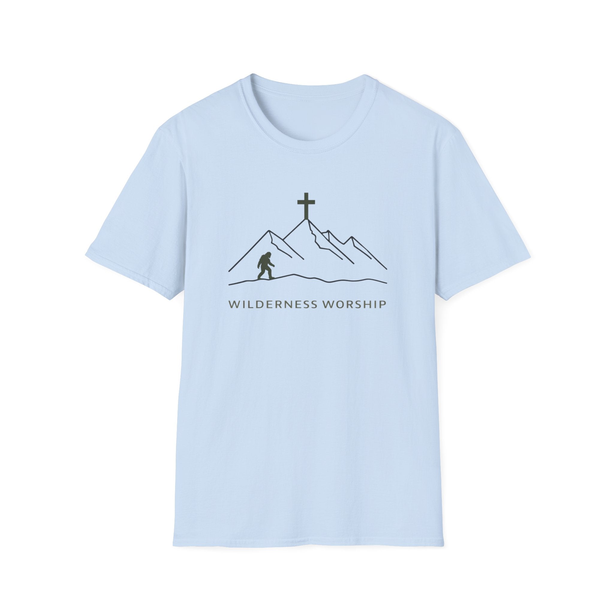 Wilderness Worship Bigfoot Outdoor Hiking Camping Fun T-Shirt Designed For The Faithful