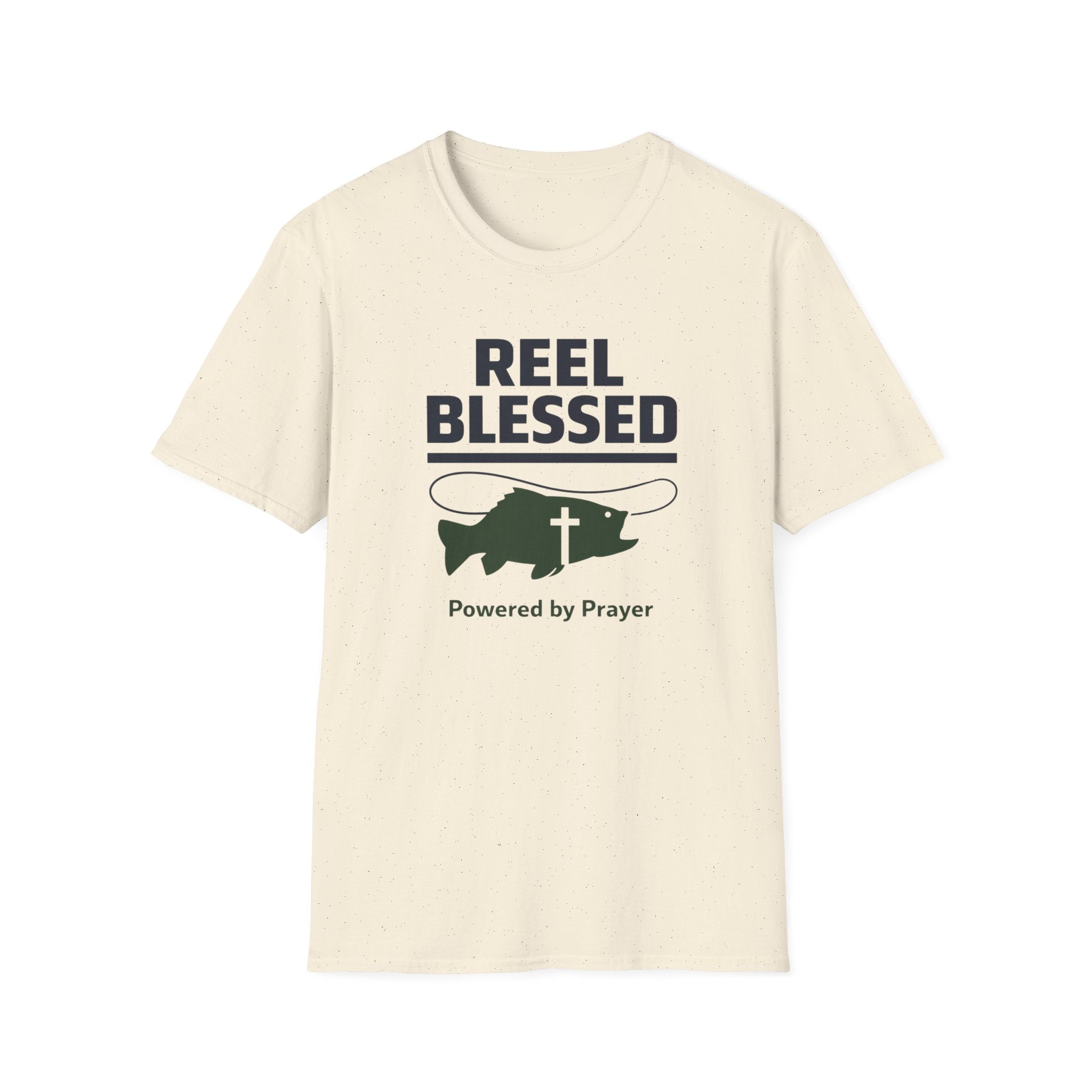 Reel Blessed Powered By Prayer Outdoor Camping Fishing T-Shirt Designed For The Faithful