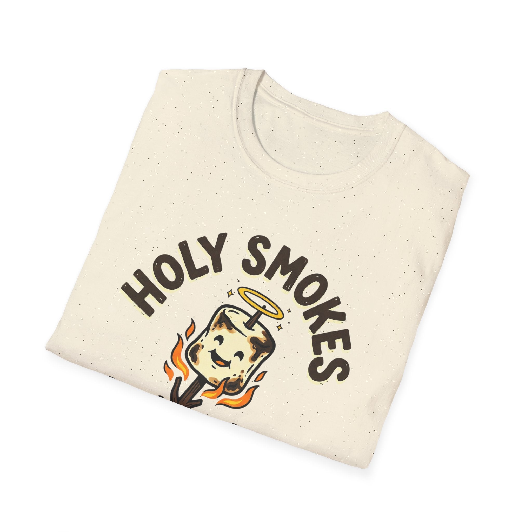 Holy Smokes T-Shirt — "God is Good, even when I burn the s'mores." Campfire Christian Tee