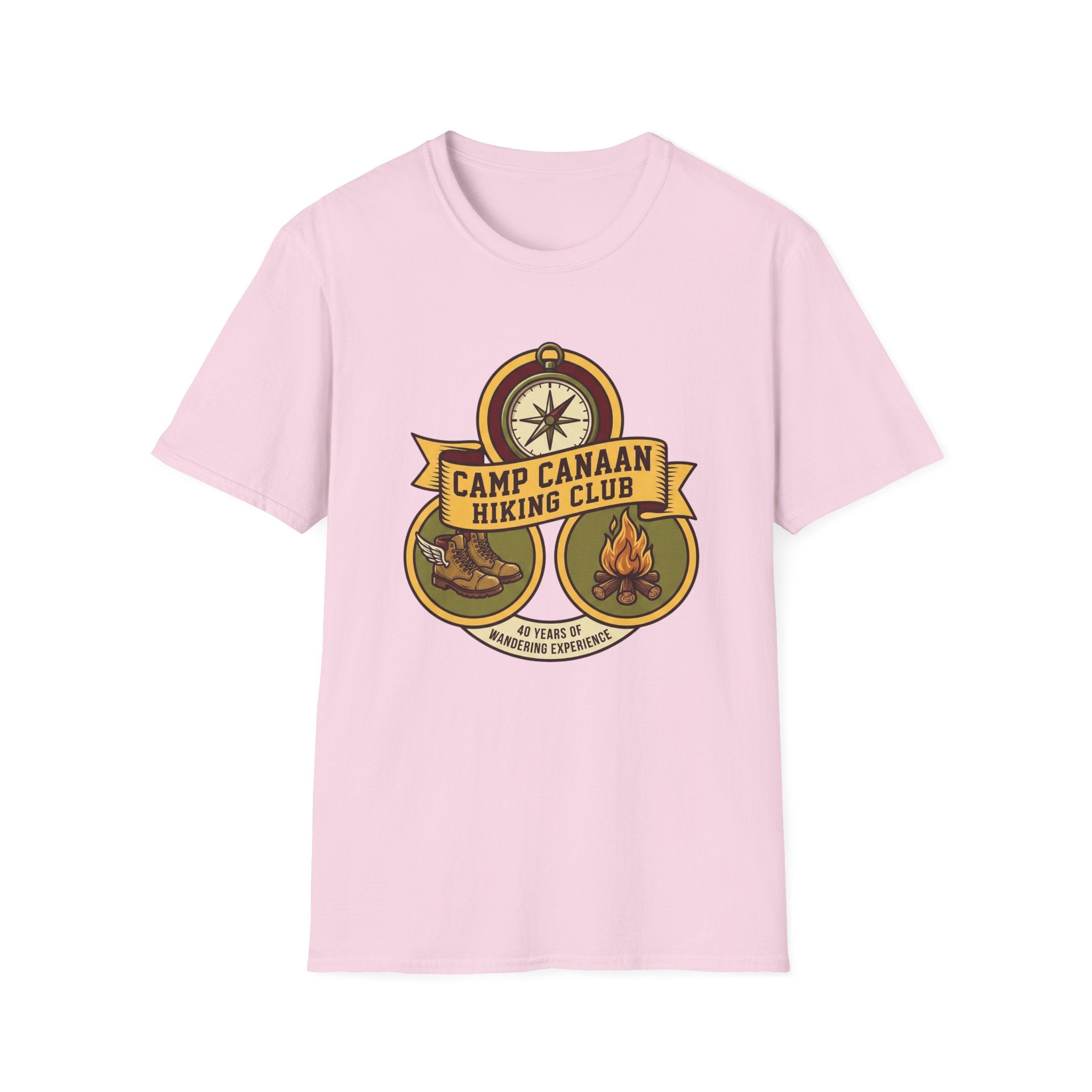 Camp Canaan Hiking Club T-Shirt — Vintage Compass & Campfire Outdoor Tee