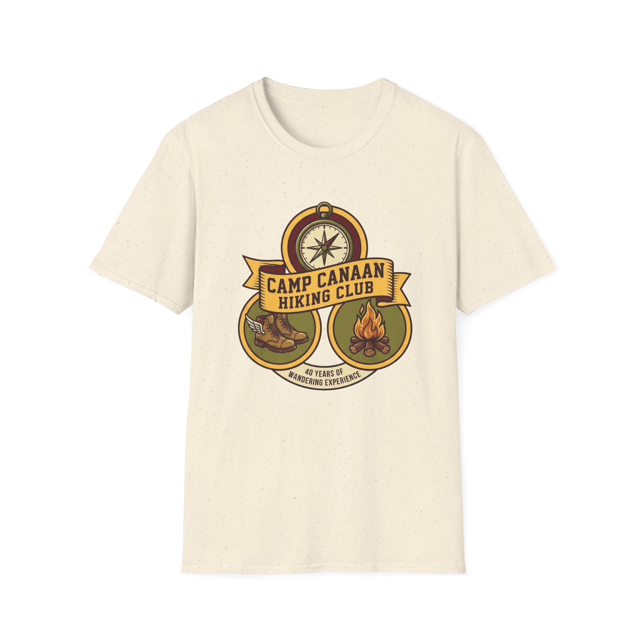 Camp Canaan Hiking Club T-Shirt — Vintage Compass & Campfire Outdoor Tee