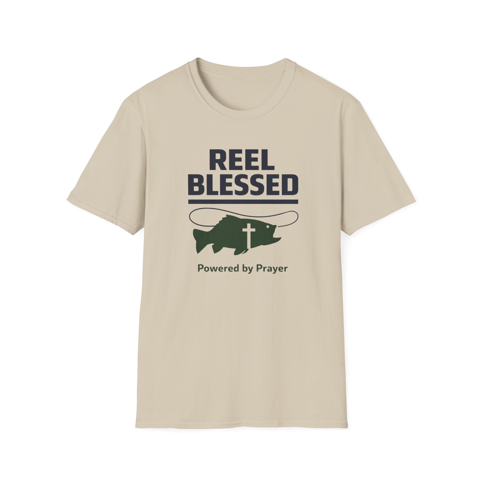 Reel Blessed Powered By Prayer Outdoor Camping Fishing T-Shirt Designed For The Faithful