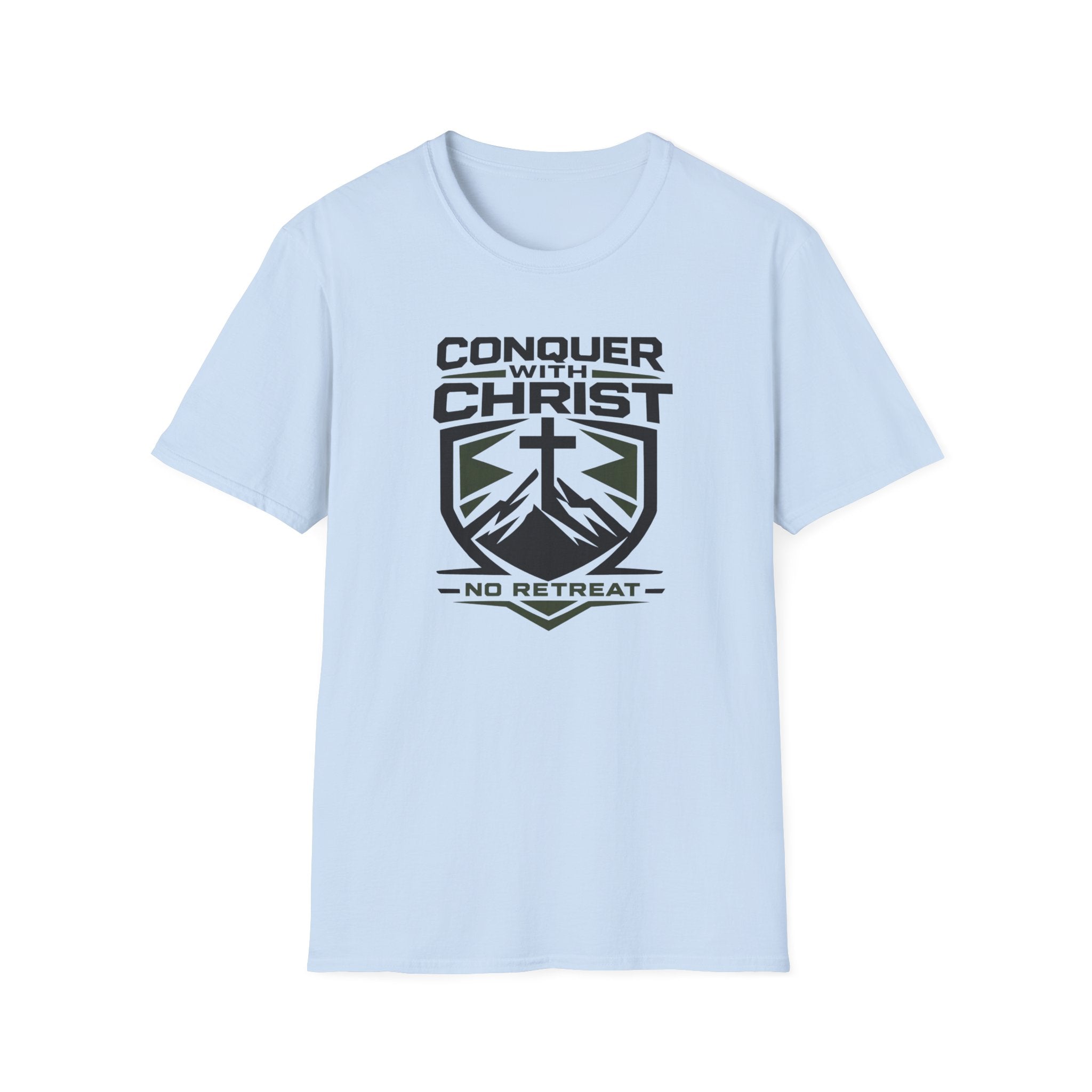 Conquer With Christ - No Retreat Outdoor Camping Hiking T-Shirt Designed For The Faithful