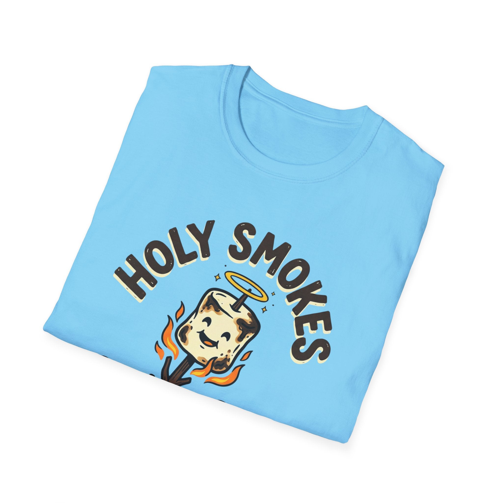 Holy Smokes T-Shirt — "God is Good, even when I burn the s'mores." Campfire Christian Tee