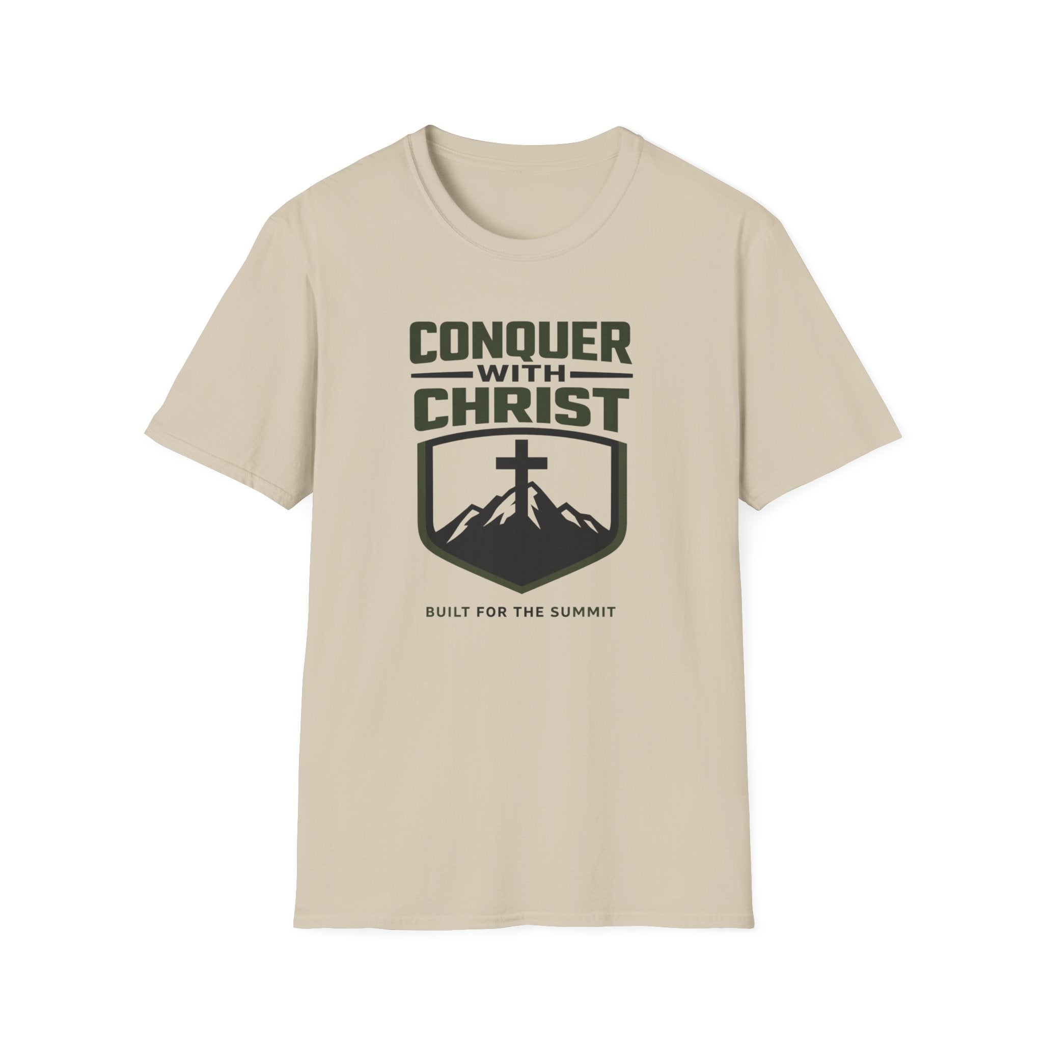 Conquer With Christ - Built For The Summit Outdoor T-Shirt Designed For The Faithful