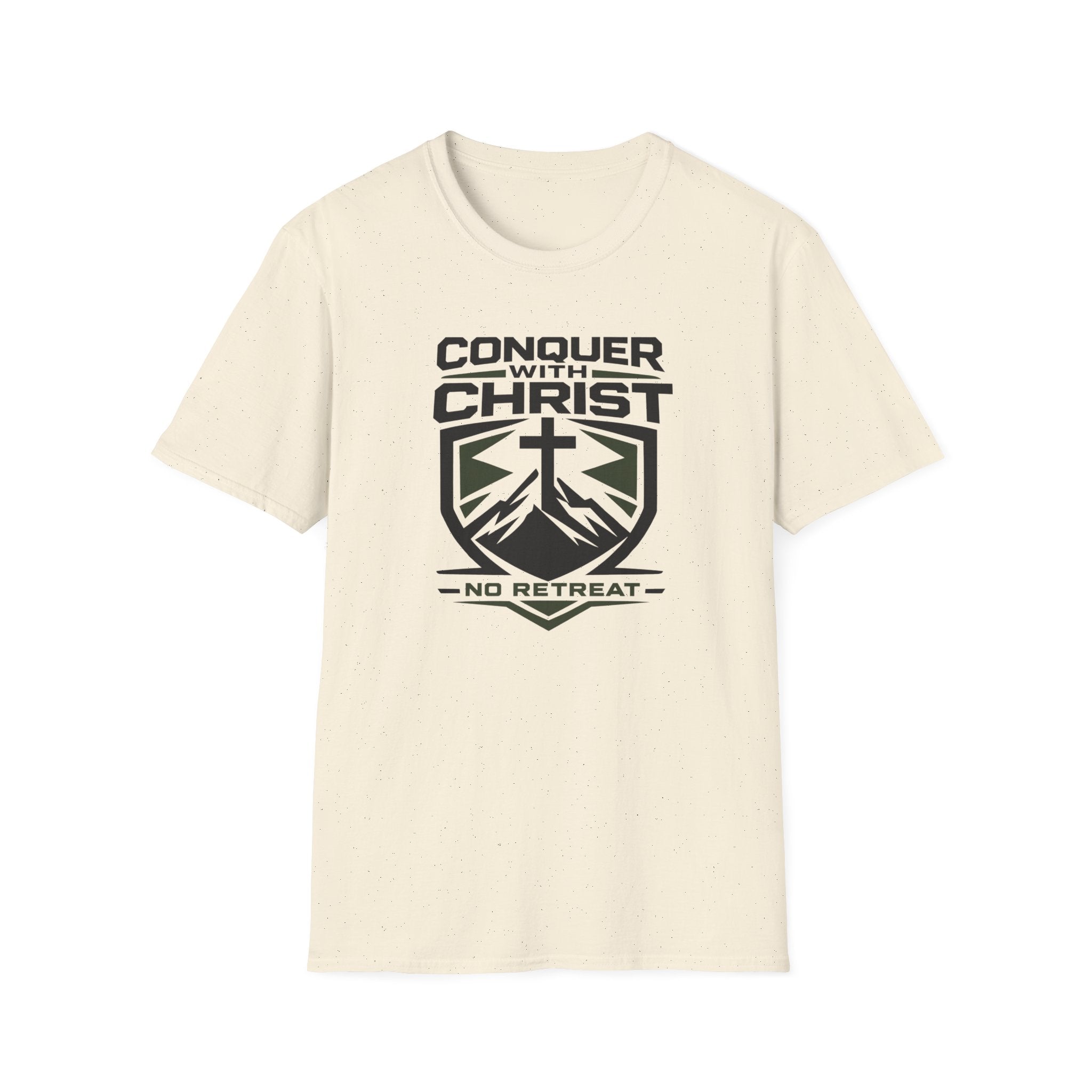 Conquer With Christ - No Retreat Outdoor Camping Hiking T-Shirt Designed For The Faithful