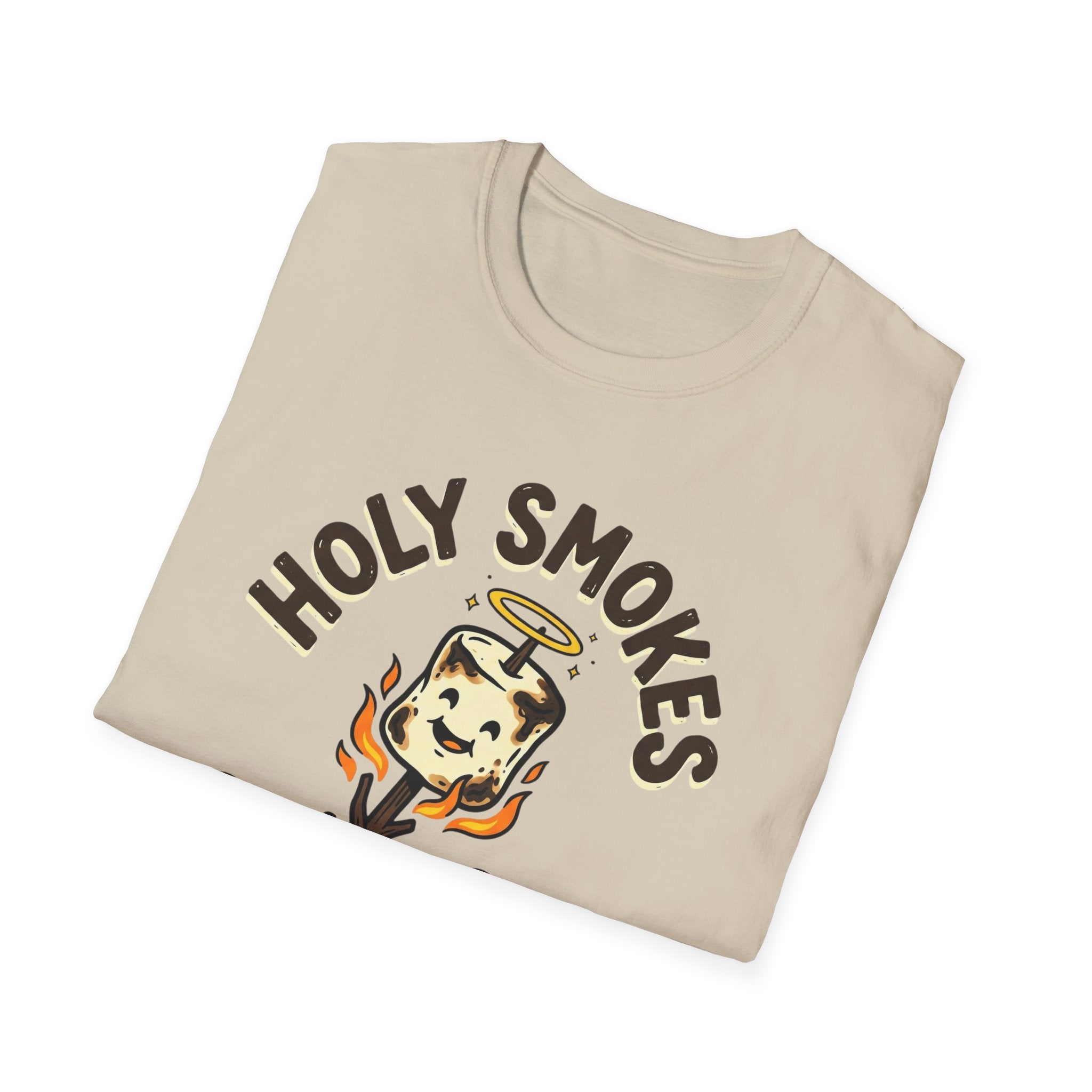 Holy Smokes T-Shirt — "God is Good, even when I burn the s'mores." Campfire Christian Tee