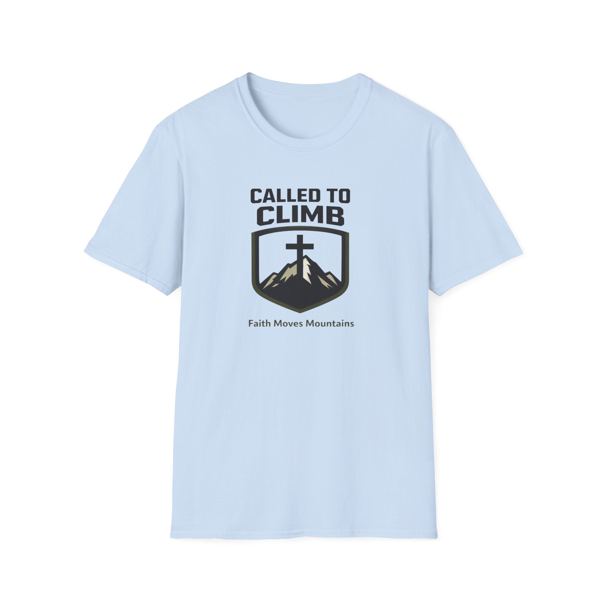 Called To Climb Faith Moves Mountains Hiking Camping T-Shirt Designed For The Faithful