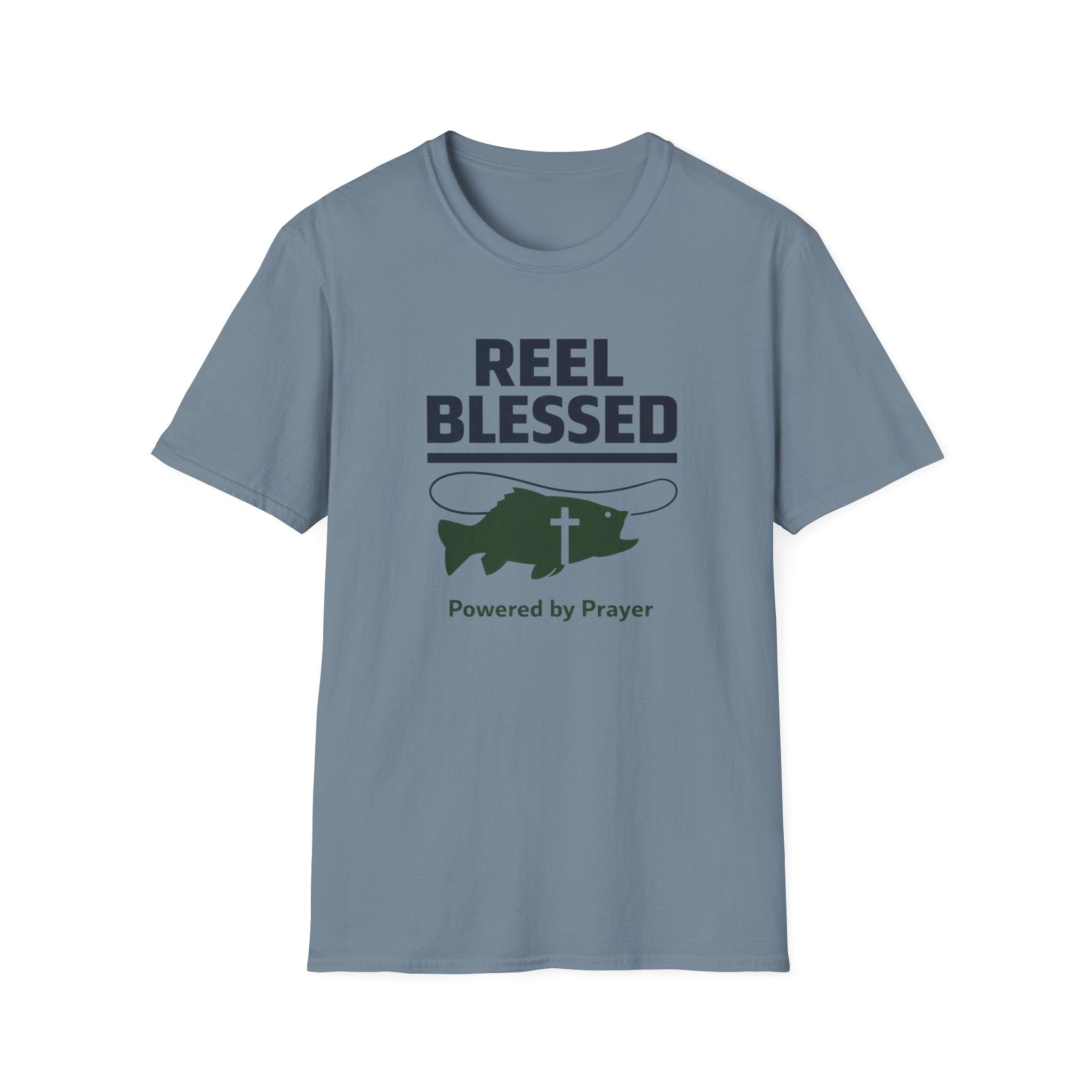 Reel Blessed Powered By Prayer Outdoor Camping Fishing T-Shirt Designed For The Faithful