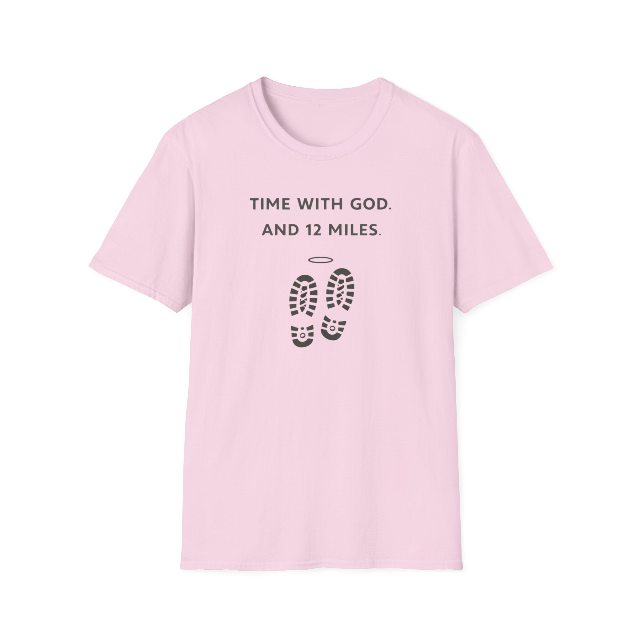 Time With God and 12 Miles Outdoor Hiking Camping T-Shirt Designed For The Faithful