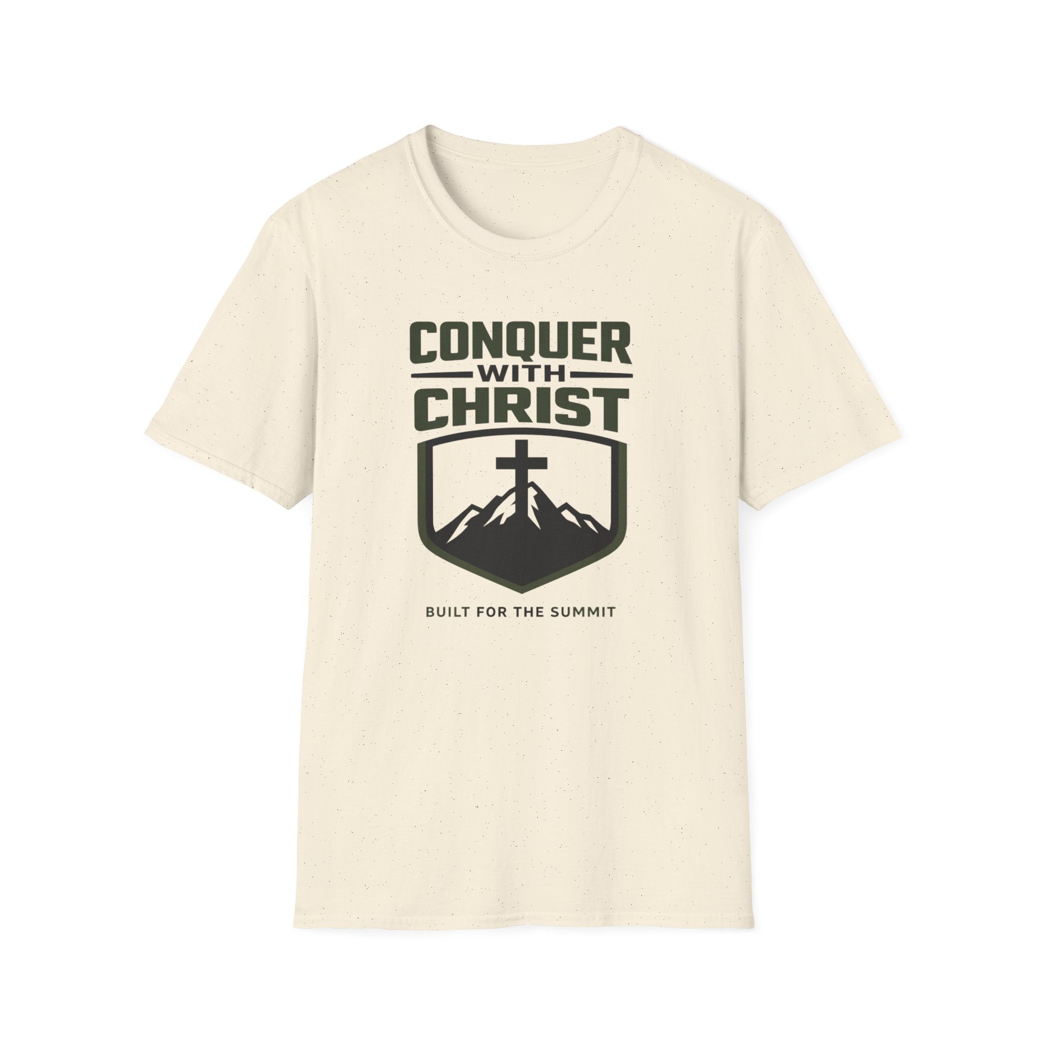 Conquer With Christ - Built For The Summit Outdoor T-Shirt Designed For The Faithful