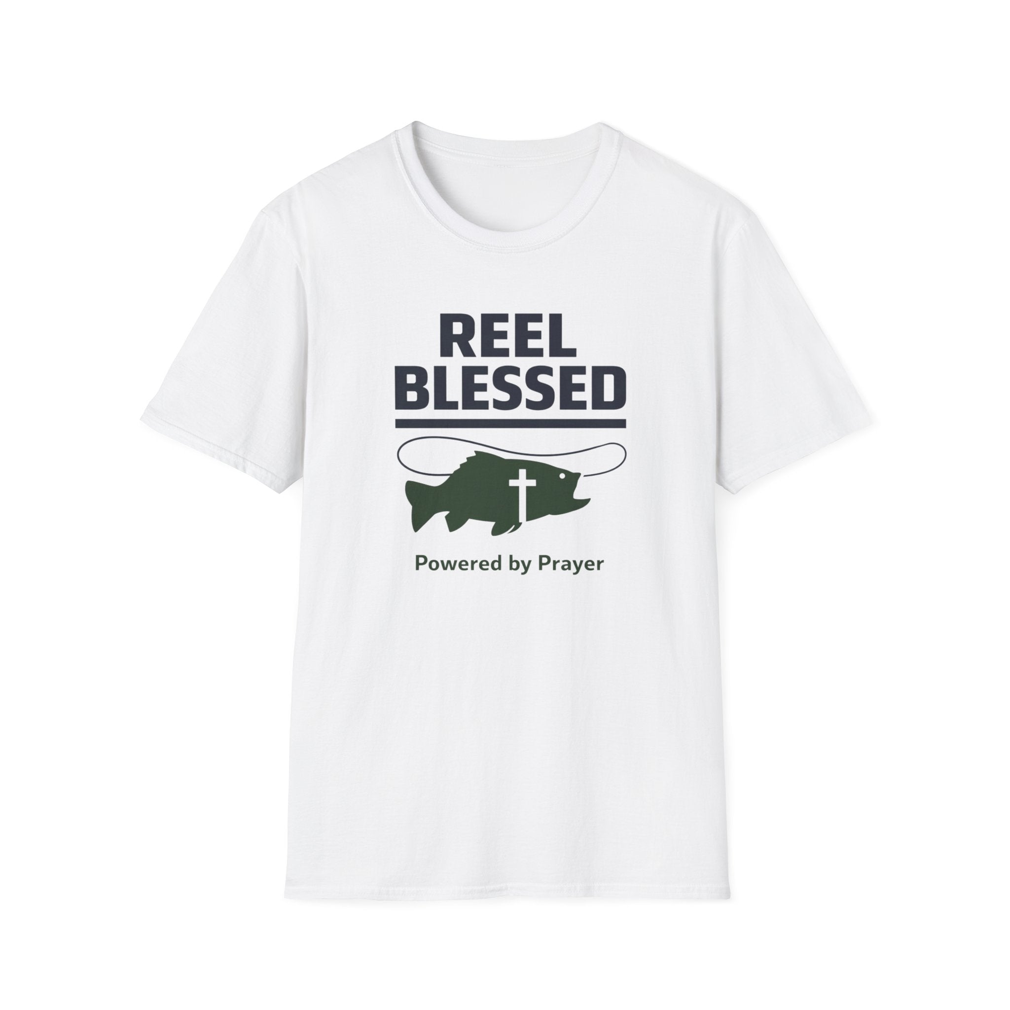 Reel Blessed Powered By Prayer Outdoor Camping Fishing T-Shirt Designed For The Faithful