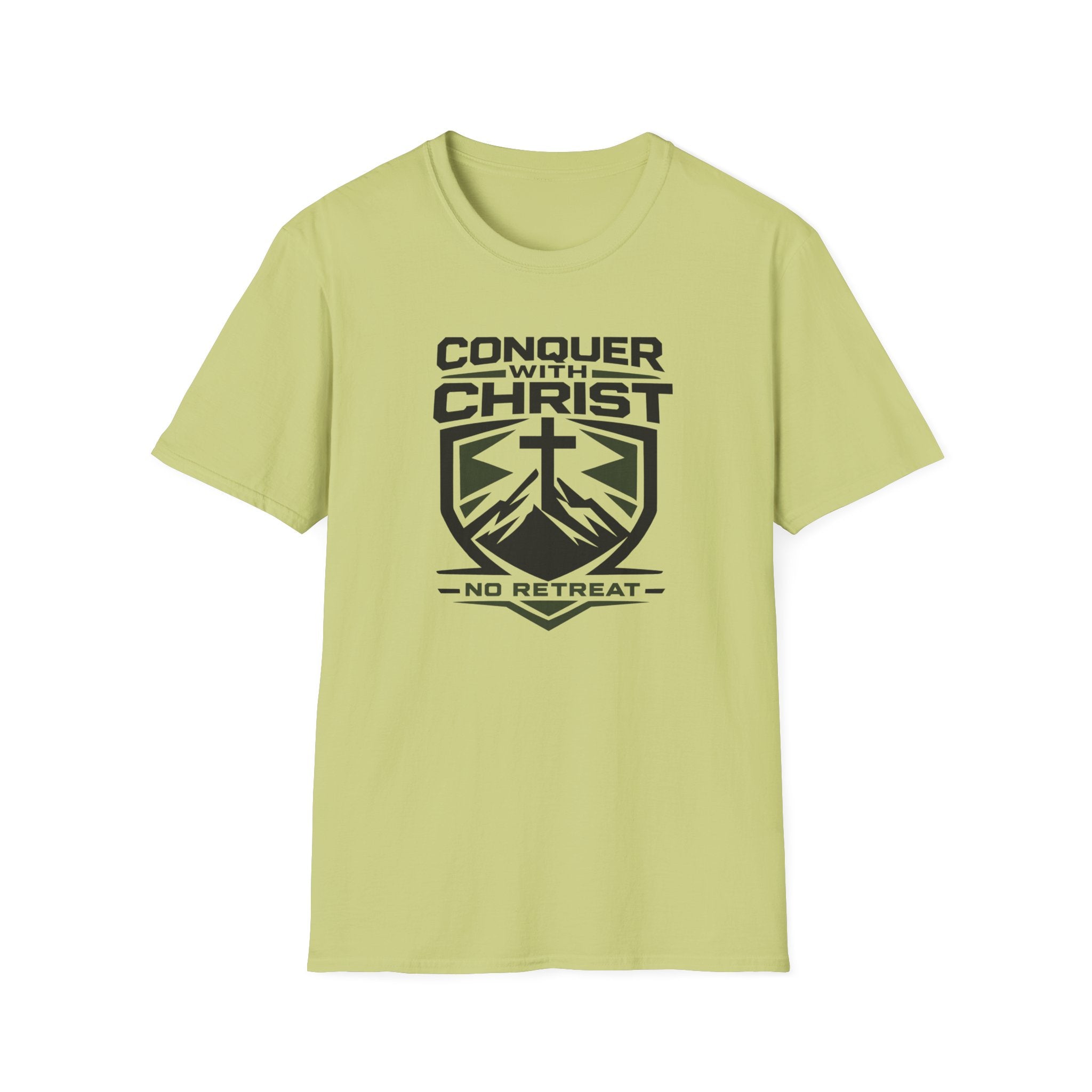Conquer With Christ - No Retreat Outdoor Camping Hiking T-Shirt Designed For The Faithful
