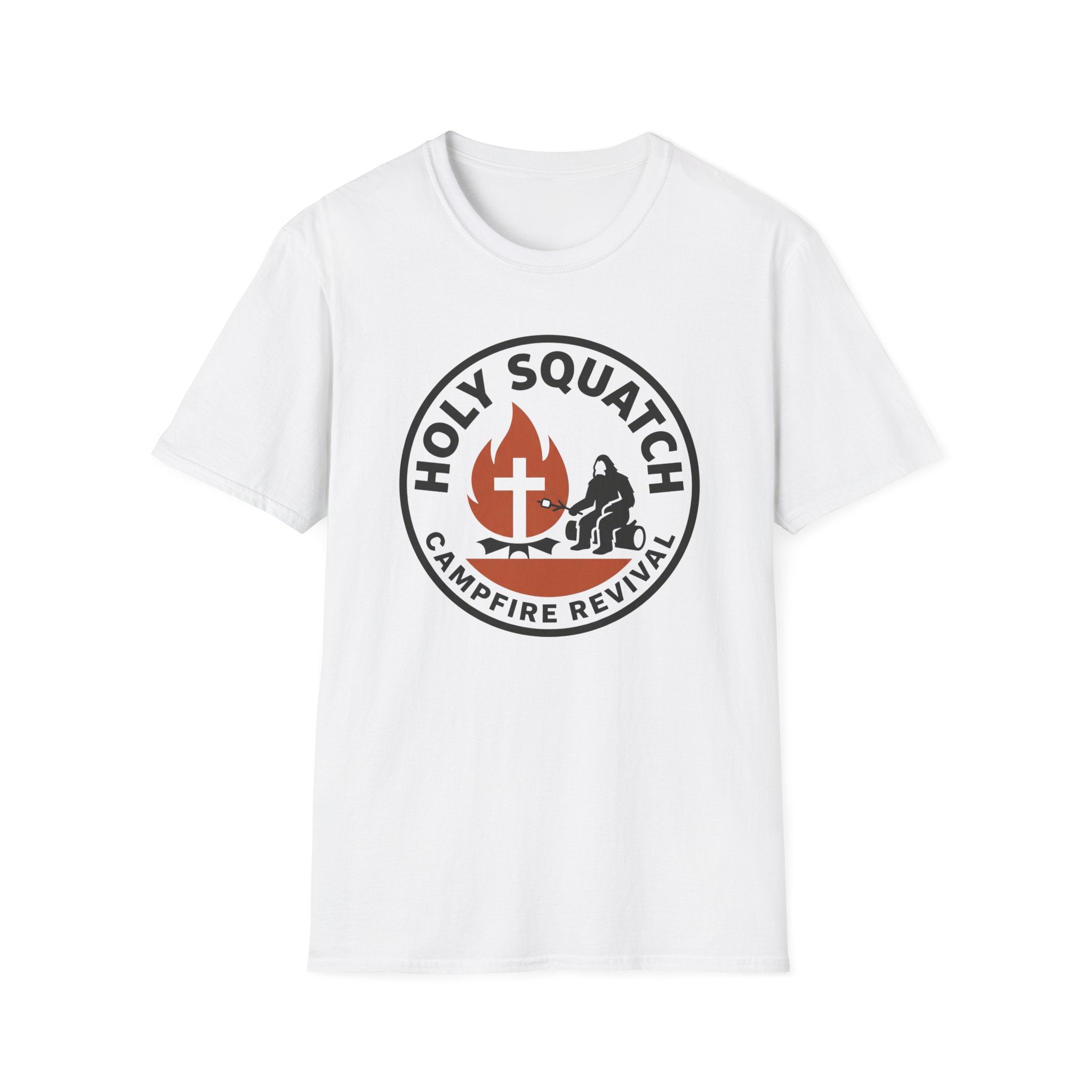 Holy Squatch Campfire Revival Funny Outdoor Hiking Camping T-Shirt Designed For The Faithful