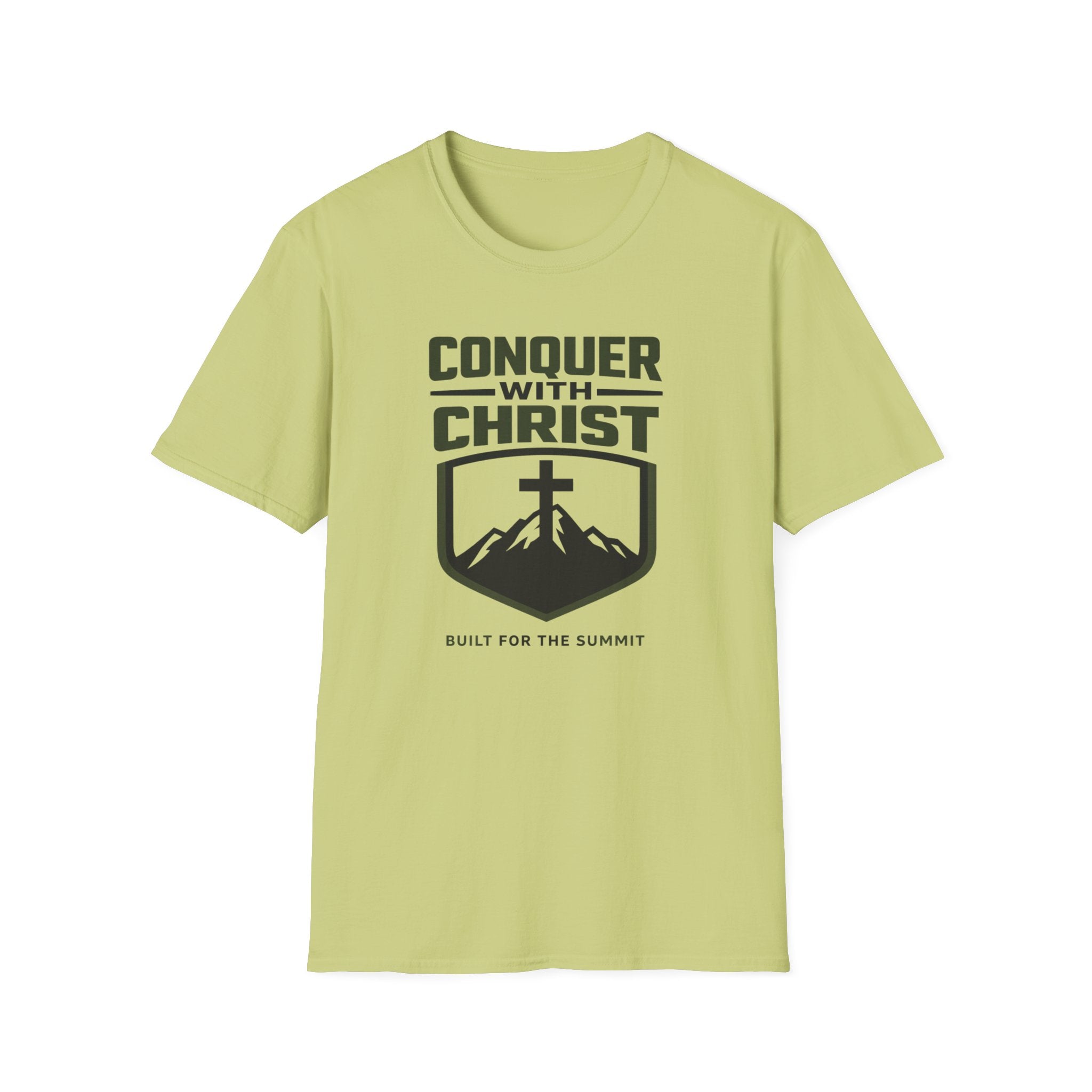 Conquer With Christ - Built For The Summit Outdoor T-Shirt Designed For The Faithful