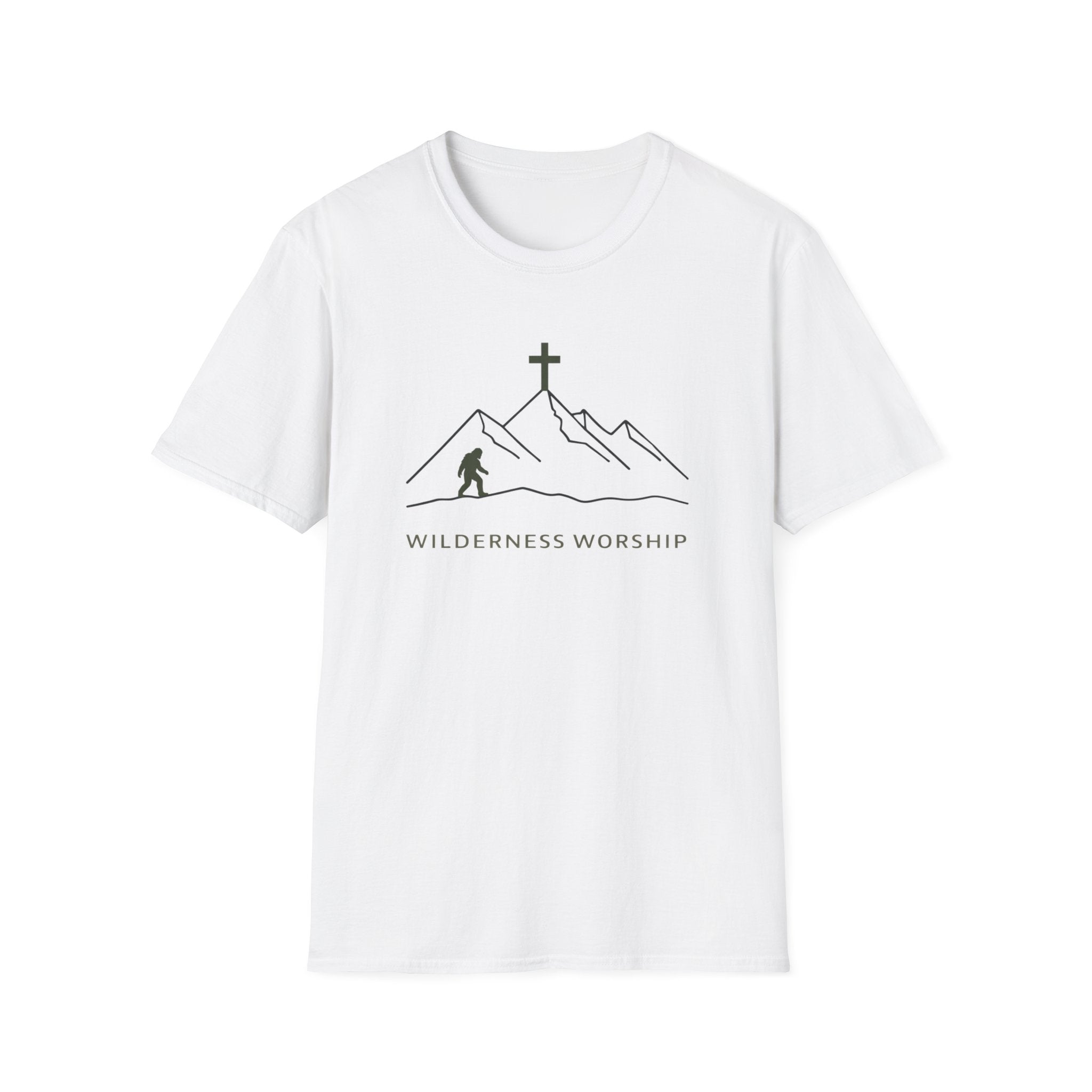 Wilderness Worship Bigfoot Outdoor Hiking Camping Fun T-Shirt Designed For The Faithful