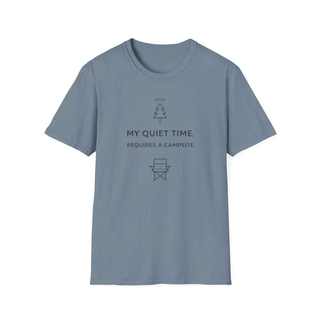 My Quiet Time. Requires A Campsite Funny Outdoor Hiking Camping T-Shirt Designed For The Faithful