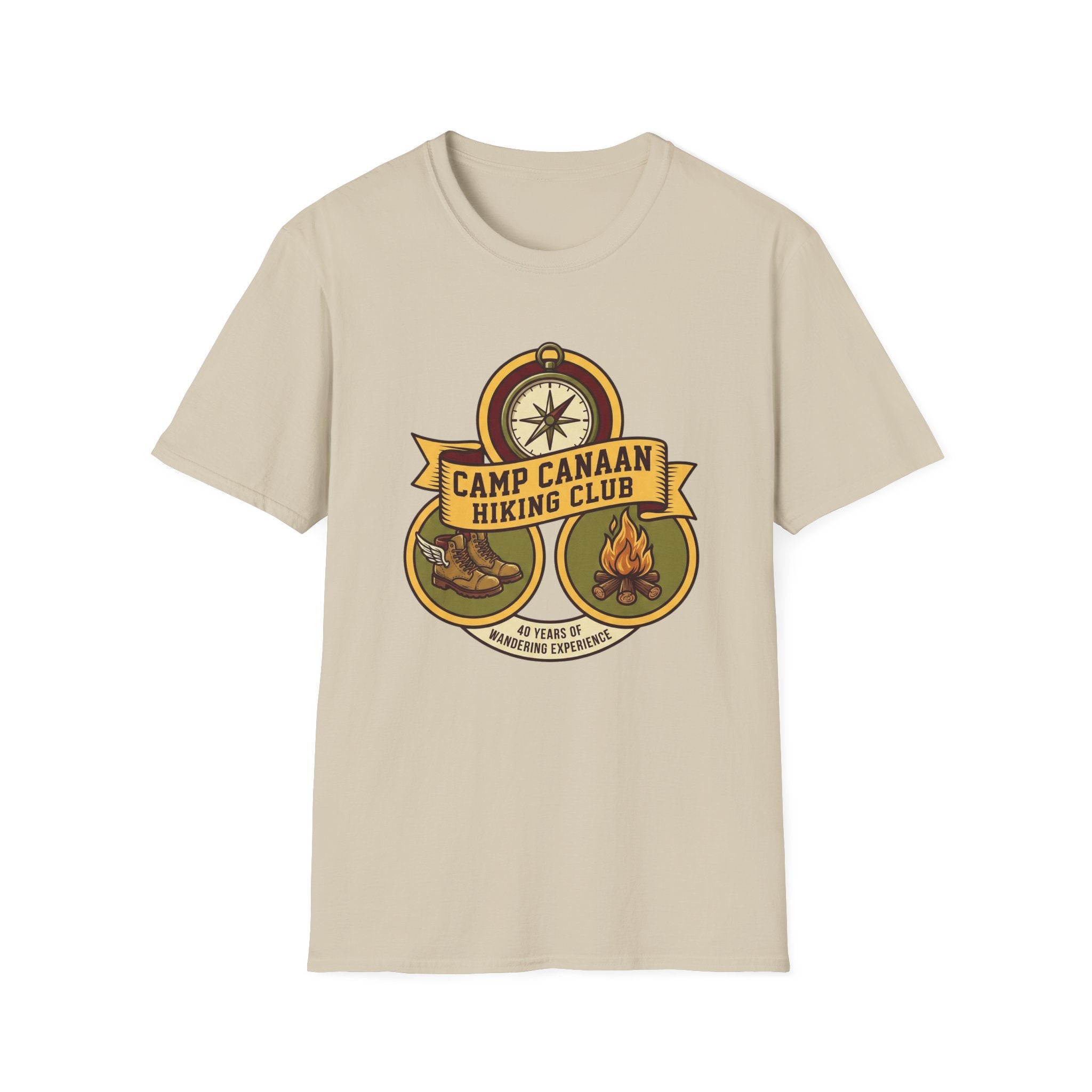 Camp Canaan Hiking Club T-Shirt — Vintage Compass & Campfire Outdoor Tee