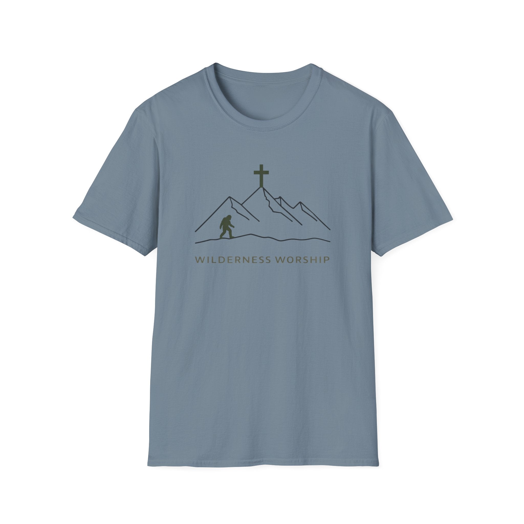 Wilderness Worship Bigfoot Outdoor Hiking Camping Fun T-Shirt Designed For The Faithful
