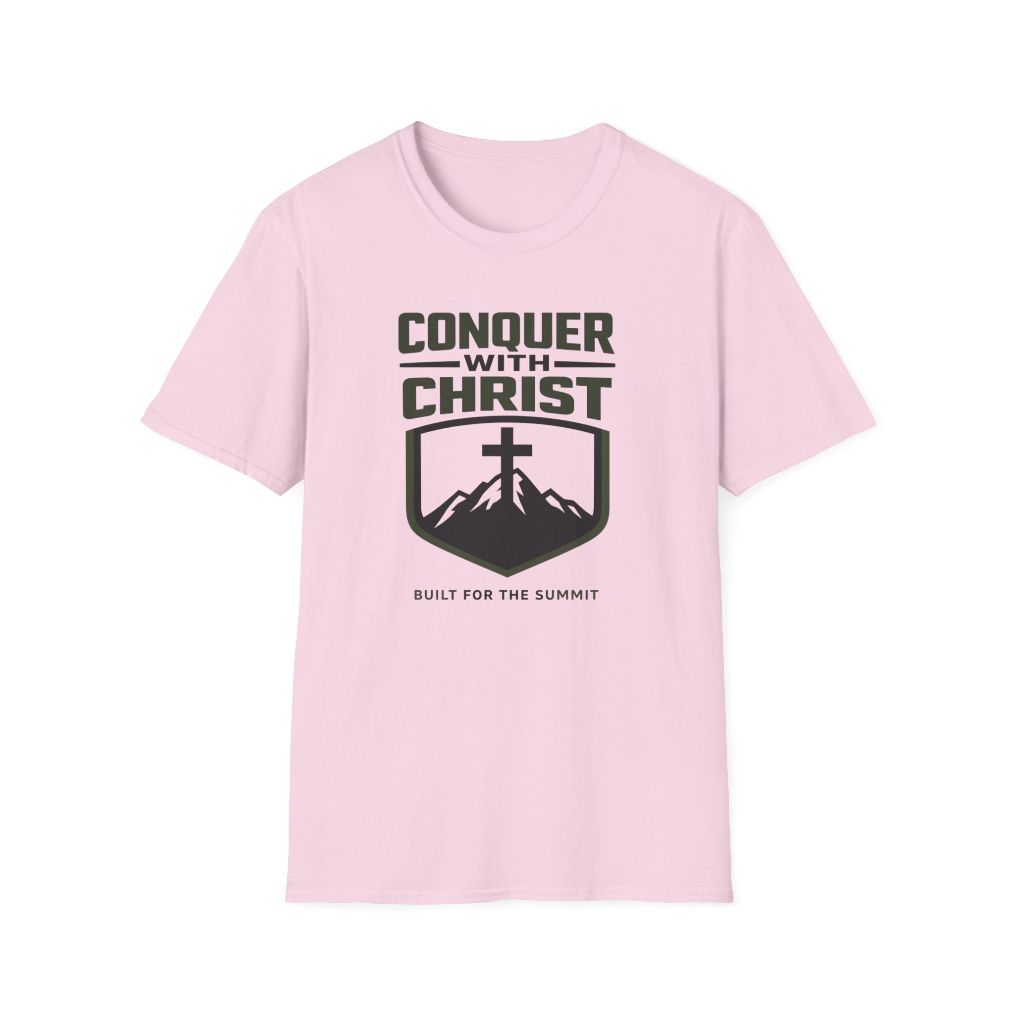 Conquer With Christ - Built For The Summit Outdoor T-Shirt Designed For The Faithful