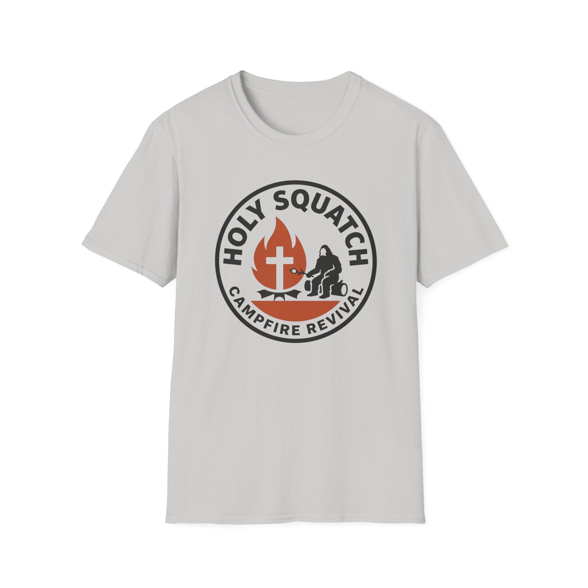 Holy Squatch Campfire Revival Funny Outdoor Hiking Camping T-Shirt Designed For The Faithful