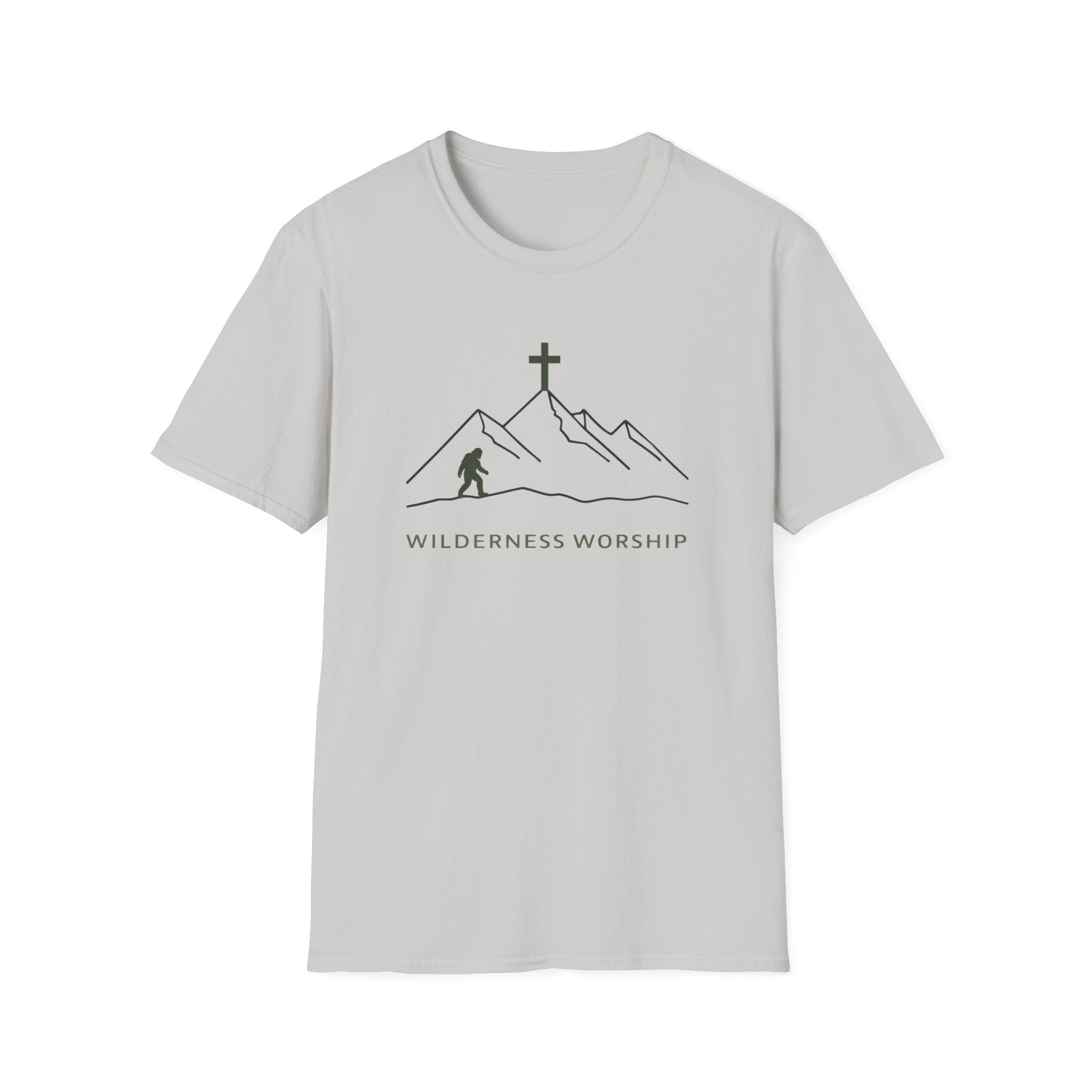 Wilderness Worship Bigfoot Outdoor Hiking Camping Fun T-Shirt Designed For The Faithful