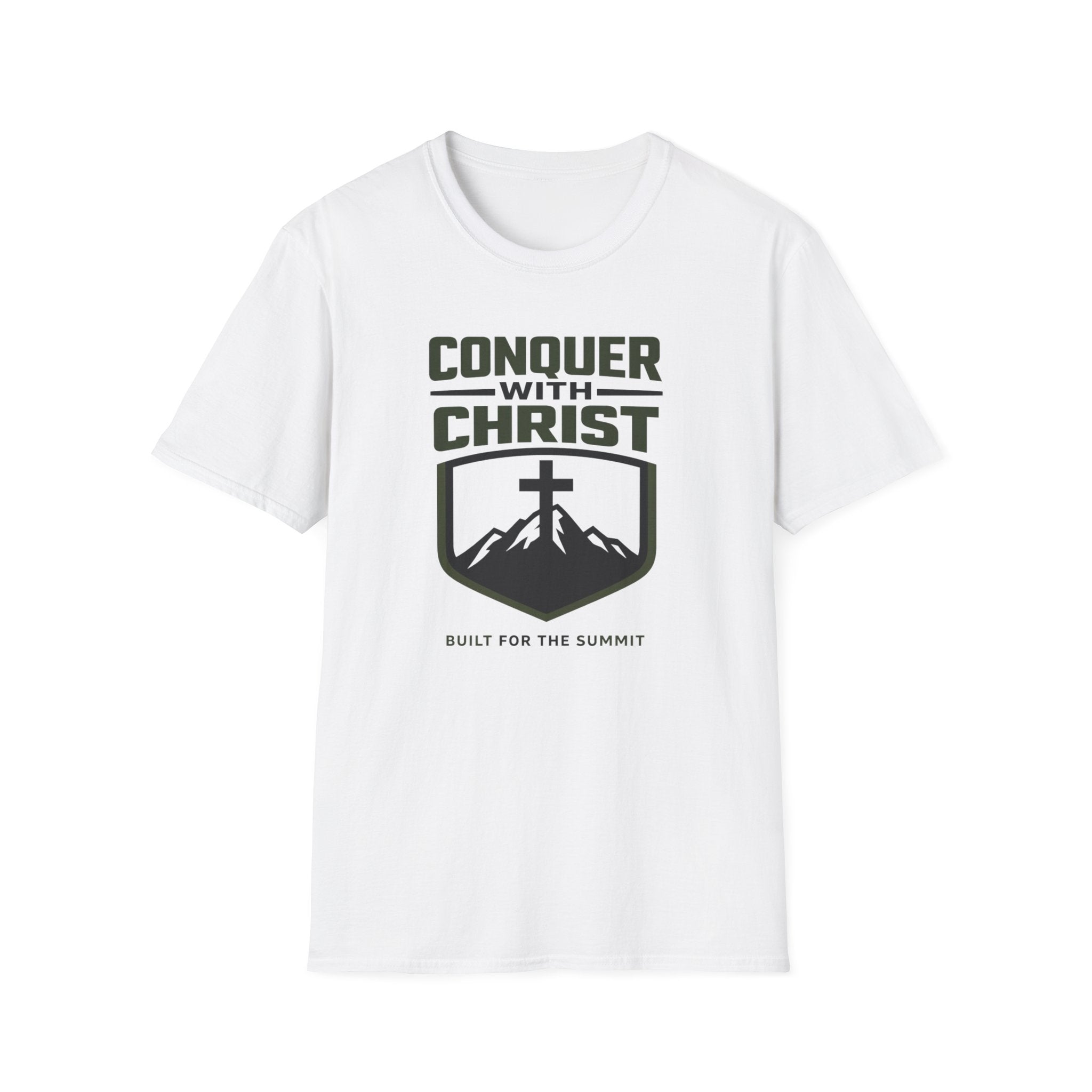 Conquer With Christ - Built For The Summit Outdoor T-Shirt Designed For The Faithful