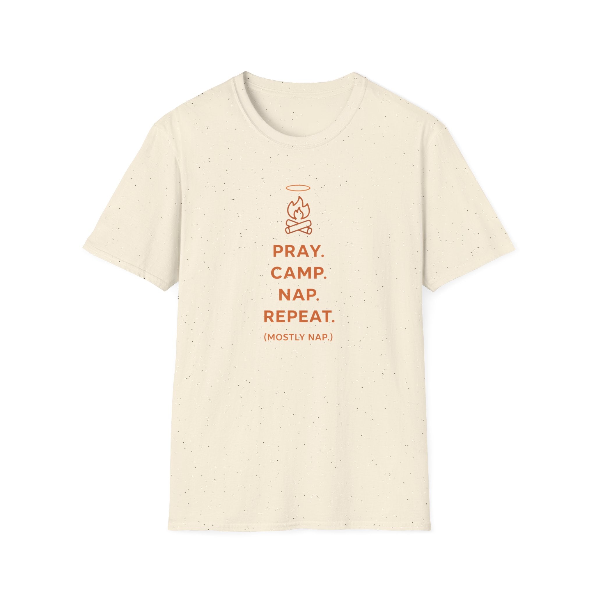 Pray. Camp. Nap. Repeat Funny Outdoor Camping Hiking T-Shirt Designed For The Faithful