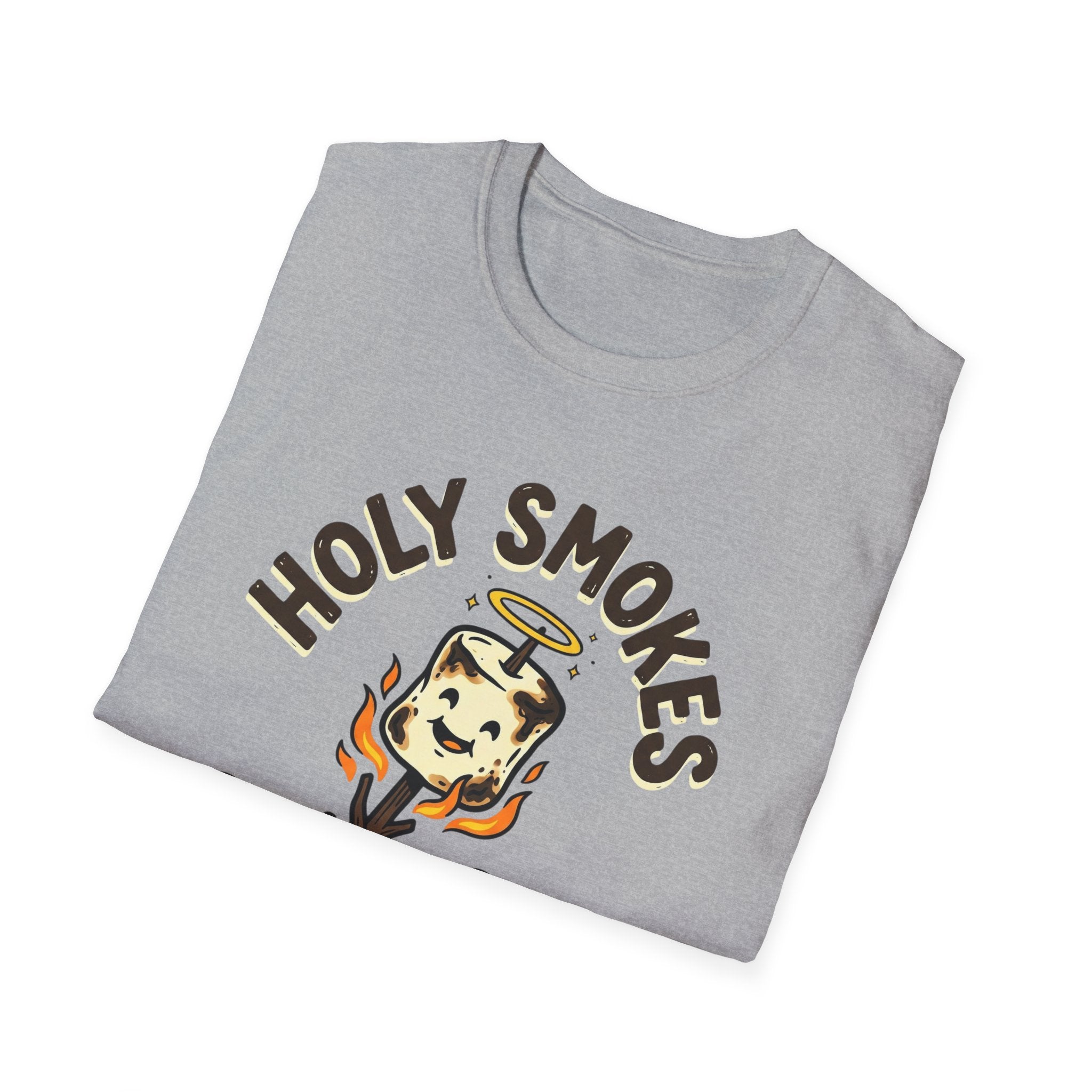 Holy Smokes T-Shirt — "God is Good, even when I burn the s'mores." Campfire Christian Tee