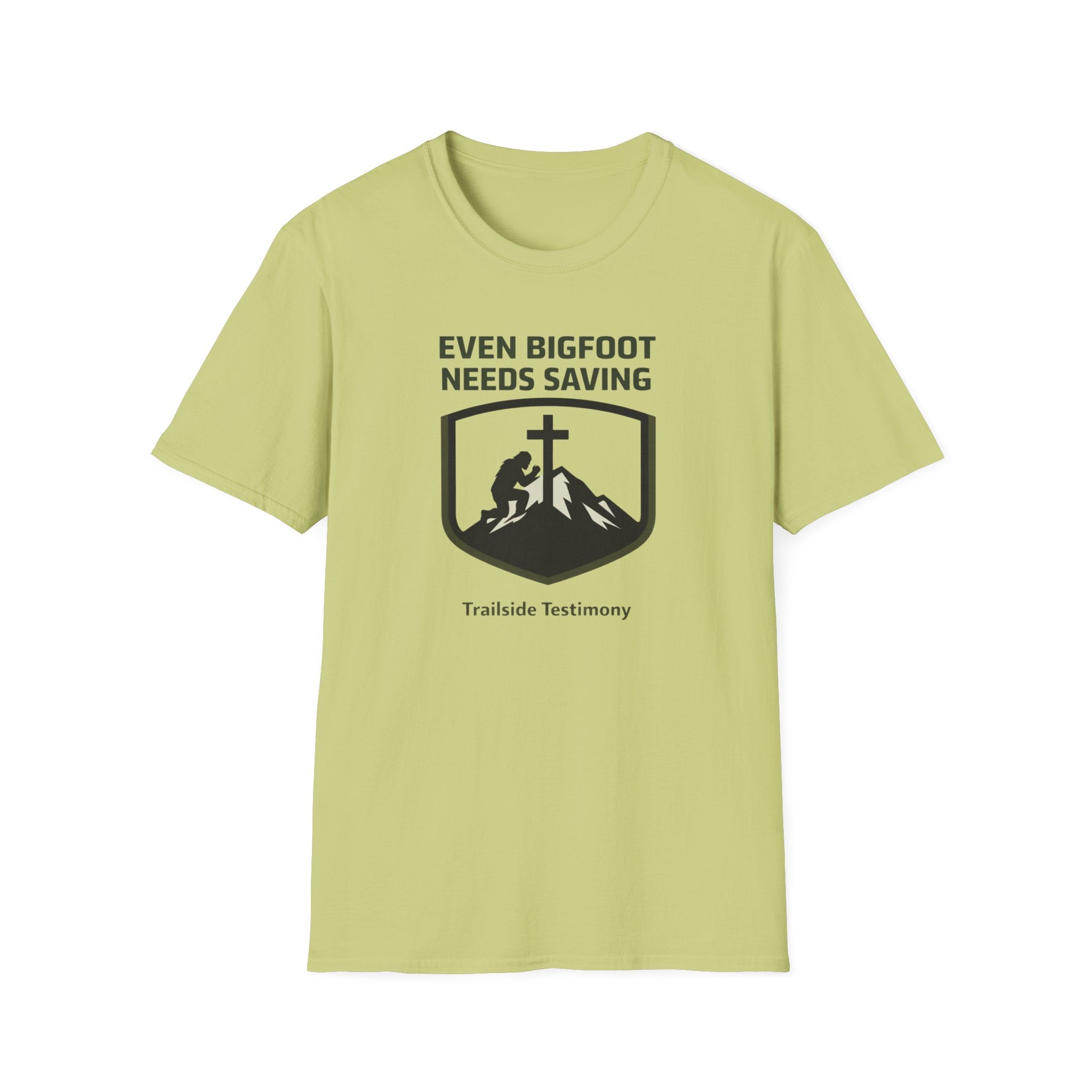 Even Bigfoot Needs Saving - Trailside Testimony Fun Outdoor Hiking Camping T-Shirt Designed For The Faithful