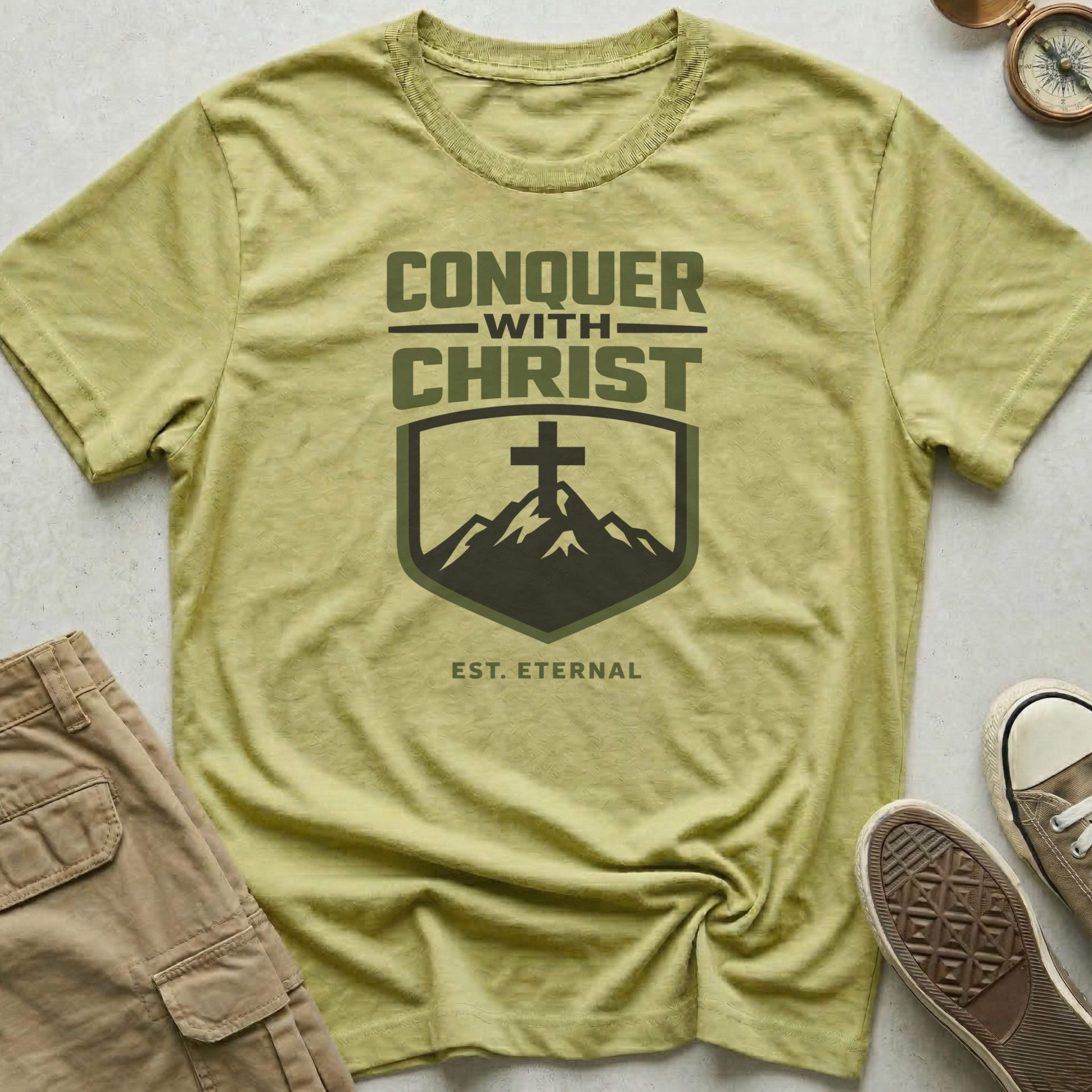 Conquer With Christ Est. Eternal Outdoor T-Shirt